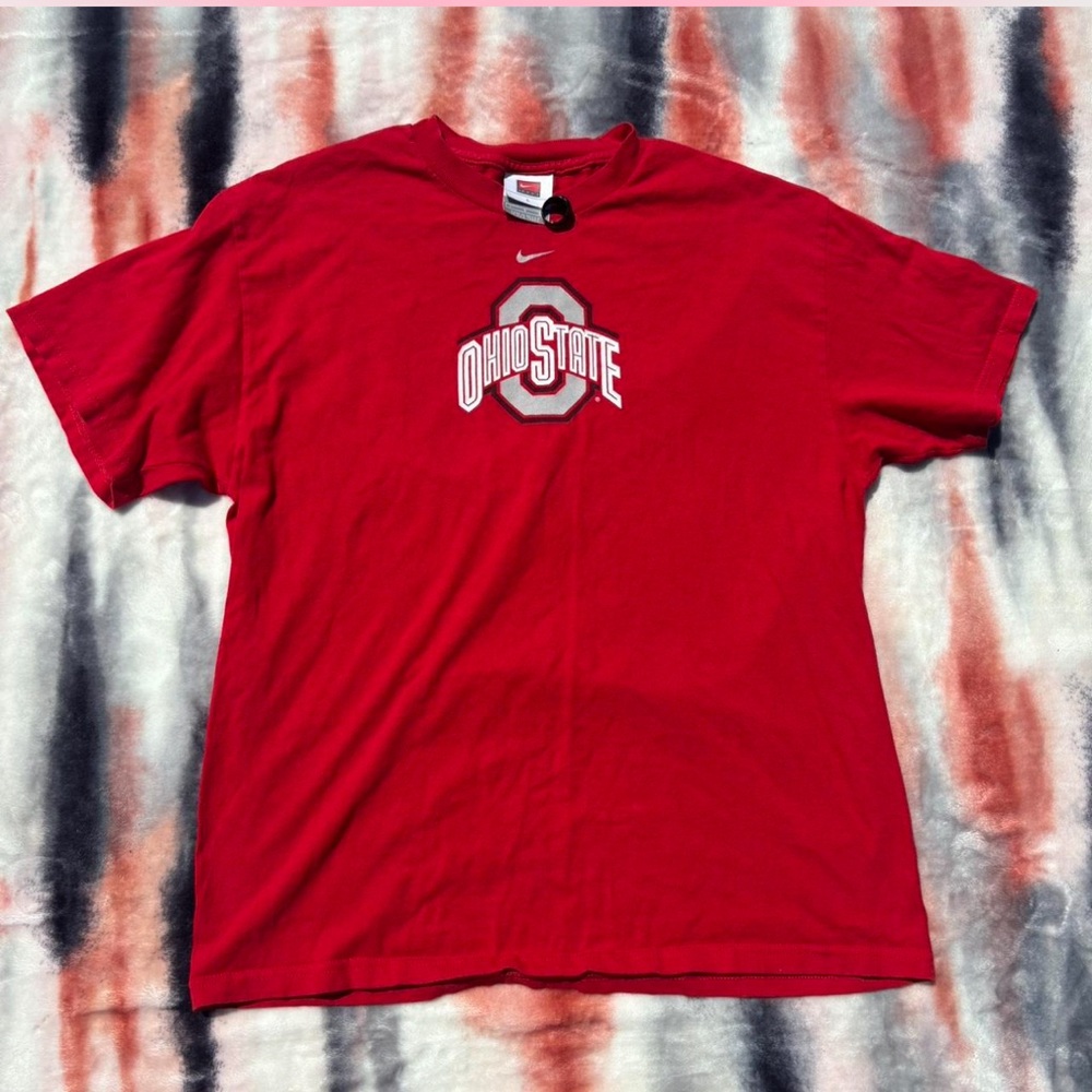 2000s Team Nike Ohio State University red and white tshirt center swoosh large